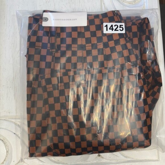 NWT Anthropologie Maeve The Colette Cropped Wide-Leg Pants Checker Print 23 Tall - Picture 11 of 11